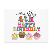 Pretty Cupcakes 4th Birthday Tshirts and Gifts Post Card
