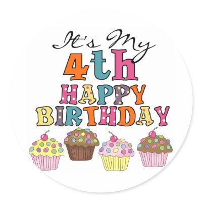 Pretty Cupcakes 4th Birthday Tshirts and Gifts Sticker by kids_birthdays