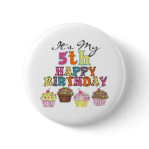Pretty Cupcakes 5th Birthday Tshirts and Gifts Pins
