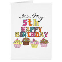Pretty Cupcakes 5th Birthday Tshirts and Gifts Greeting Cards