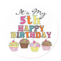 Pretty Cupcakes 5th Birthday Tshirts and Gifts stickers