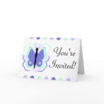 Pretty Cyan And Blue Butterfly Invitation cards