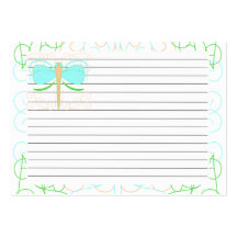Pretty Cyan And Green Dragonfly Recipe Card Business Card Template