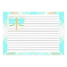 Pretty Cyan And Green Dragonfly Recipe Card Business Card Template