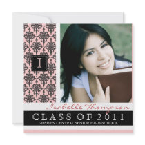 Pretty Damask Graduation Announcement Monogram