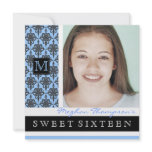 Pretty Damask Monogram Sweet 16 Party Invitation