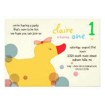 Pretty Ducky - yellow  birthday invitations