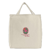 Pretty Embroidered Roses Design Tote Bag