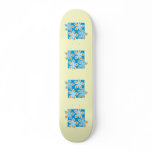 Pretty floral design, blue and cream. Custom skateboards
