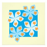 Pretty floral design, blue and cream. personalised invites