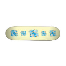 Pretty floral design, blue and cream. custom skateboard