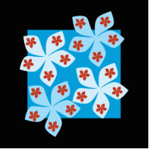 Pretty floral design, blue, red and black. cut out
