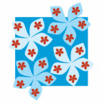 Pretty floral design, blue, red and white. Custom photo sculptures
