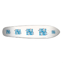 Pretty floral design, blue, red and white. skate board deck