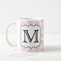 Pretty Floral Pattern with Custom Monogram Letter. Coffee Mug