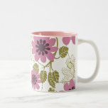 pretty floral pink and purple coffee mug