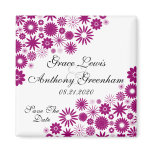 Pretty Florals Dark Fuchsia Save The Date Magnet