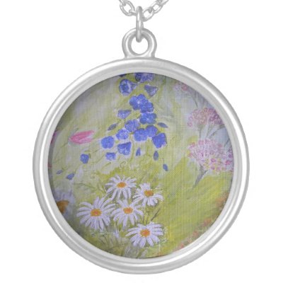 Pretty Flower painting on necklace