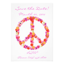Pretty Flower Peace Sign Invitations