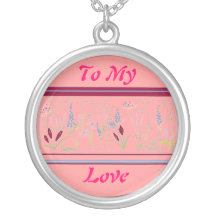 Pretty Flower pendant necklace 'To My Love'