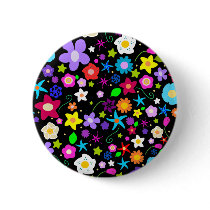 Pretty Flower Star Pinback Button