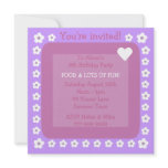 Pretty Flowers & Heart Lilac & Pink Custom Invites invitations