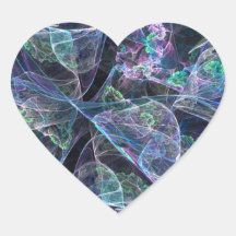 Pretty Fractal Pattern Heart Sticker
