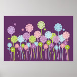 Pretty garden flowers & butterflies purple poster posters