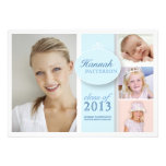 Pretty Girl 4 Photo in Blue Graduation Invitation