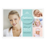 Pretty Girl 4 Photo in Teal Graduation Invitation