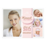 Pretty Girl 4 Photo Pink Graduation Invitation
