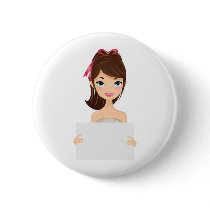 Pretty Girl holding sign buttons