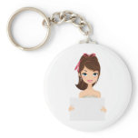 Pretty Girl holding sign keychains