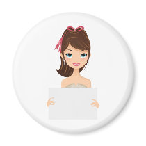 Pretty Girl holding sign magnets
