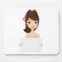 Pretty Girl holding sign mousepads