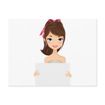 Pretty Girl holding sign postcards