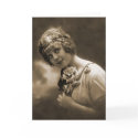 pretty girl with a rose cards