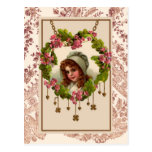 Pretty Girl With Hearts And Clovers Postcard