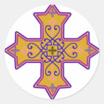 Pretty Gold and Pink Coptic Cross Stickers