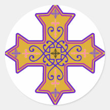 Pretty Gold and Pink Coptic Cross Stickers