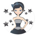 Pretty gown round stickers