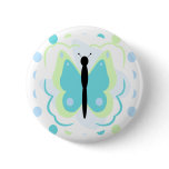 Pretty Green And Cyan Butterfly Button