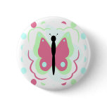Pretty Green And Pink Butterfly Button