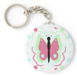 Pretty Green And Pink Butterfly Keychain