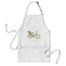Pretty Green Bicycle with Tulips Apron