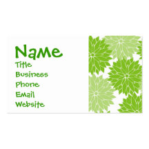 Pretty Green Flower Blossoms Floral Pattern Business Cards
