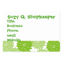 Pretty Green Flower Blossoms Floral Pattern Business Card Templates