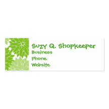 Pretty Green Flower Blossoms Floral Pattern Business Card Template