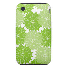 Pretty Green Flower Blossoms Floral Pattern Tough iPhone 3 Cover