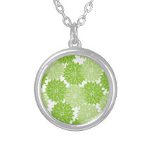 Pretty green Flower Blossoms Floral Pattern Pendants